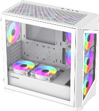 Компьютерный корпус mATX, без блока питания Gamemax Destroyer TGW mATX case, white, w/o psu, w/1xUSB3.0+2xUSB2.0, Combo Audio, w/3x12cm ARGB front fan (1xFN-12A-M6I-W, 2xFN-12A-S6I-W), w/1x12cm ARGB rear fan