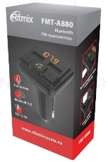 Автомобильный FM-модулятор Ritmix FMT-A880 черный MicroSD BT USB (80001662)