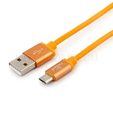 Кабель USB 2.0 Cablexpert CC-S-mUSB01O-1M, AM/microB, серия Silver, длина 1м, оранжевый, блистер