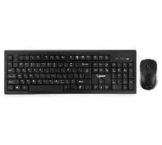 Комплект клавиатура+мышь беспроводные Gembird KBS-8002, 2.4ГГц, черный, 104 клавиши+2 кнопки+колесо кнопка, 1000DPI, батарейки в комплекте