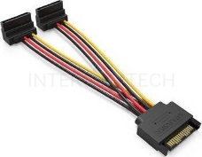 Кабель питания-разветвитель Vention SATA 15pin M / 2 x SATA 15pin F угол 90 - 0.15м KDBBB