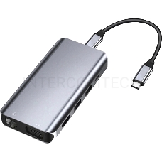 Хаб GCR TypeC Hub 10 в 1 HDMI + VGA + RJ45 + USB3.0 x3 + Card Reader + Audio + TypeC PD