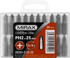 Бита MIRAX 26251-2-25-20  PH2 C 1/4'' длина 25мм 20шт