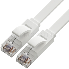 Патч-корд Greenconnect PROF плоский прямой 10.0m, UTP медь кат.6, белый, 30 AWG, ethernet high speed 10 Гбит/с, RJ45, T568B, GCR-51789