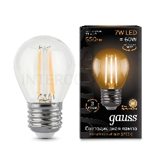 Светодиодная лампа GAUSS 105802107  LED Filament Шар E27 7W 550lm 2700K 1/10/50