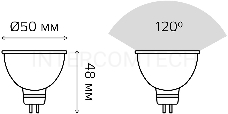 Лампа светодиодная Gauss Elementary MR16 9Вт цок.:GX5.3 спот 220B 6500K св.свеч.бел.хол. MR16 (упак.:10шт) (13539)