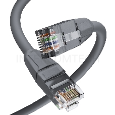 Патч-корд GCR прямой 1.5m LSZH UTP кат.6, серый, 24 AWG, литой без фиксатора, ethernet high speed, RJ45, T568B, GCR-52749