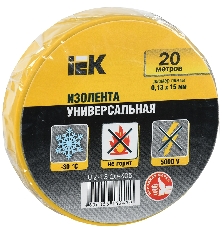 Изолента Iek UIZ-13-10-K05 0,13х15 мм желтая 20 метров ИЭК