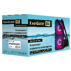 Комплект водяного охлаждения ExeGate EX293458RUS BlackWater-240.PWM.ARGB (3 PIN 5V ADDRESSABLE RGB подсветка, LGA2066/2011/1366/1150/1151/1155/1156/1200/1700/AM4/FM1/FM2/FM2+/AM2/AM2+/AM3/AM3+, TDP 220W, Fan 120mm, PWM, 800-2000RPM, Hydro bearing, 4pin, 1