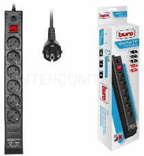 Сетевой фильтр Buro BU-SP1.8_USB_2A-B 1.8м (6 розеток) черный (коробка)