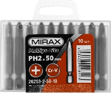 Бита MIRAX 26253-2-50-10  PH2 E 1/4'' длина 50мм 10шт