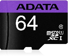 Флеш карта microSDXC 64GB ADATA  UHS-1 CL10 (AUSDX64GUICL10-RA1) + SD adaptor
