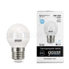 Лампа светодиодная LED Elementary Globe 6Вт E27 6500К Gauss 53236