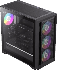 Компьютерный корпус mATX, без блока питания Gamemax DEFENDER MB mATX case, black, w/o psu, w/1xUSB3.0+2xUSB2.0, Combo Audio, w/3x12cm ARGB front fan (1xFN-12A-M6I, 2xFN-12A-S6I), w/1x12cm ARGB rear fan (FN
