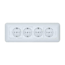 Розетка WESSEN RA16-411M-BI  Прима Бел 4-я с/з с з/ш 16А наружная в сборе с монт.пласт.