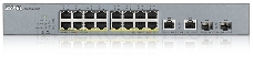 Коммутатор Zyxel GS1350-18HP, 16xGE PoE+, 2xCombo (SFP/RJ-45), бюджет PoE 250 Вт, дальность передачи питания до 250 м, автоперезагрузка PoE-портов, повышенная защита от перенапряжений и электростатических разряд