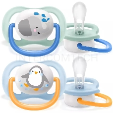 Соска-пустышка Philips Avent SCF080/05 Слон/Пингвин, 0-6 мес, 2 шт, для мальчиков