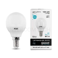 Лампа светодиодная LED 10Вт E14 220В 4100К Elementary шар | 53120 | Gauss