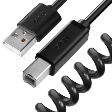 Кабель Greenconnect 2.0m USB 2.0, AM/BM, витой, черный,  экран, армированный, морозостойкий, GCR-UPC0M-AA2S-2.0m