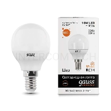 Лампа светодиодная LED 10Вт E14 220В 2700К Elementary шар | 53110 | Gauss