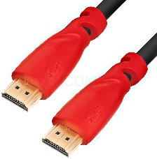Кабель Greenconnect 3.0m, HDMI версия 2.0 HDR 4:2:2, Ultra HD, 4K 60 fps 60Hz/5K*30Hz, 3D, AUDIO, 18.0 Гбит/с, 28/28 AWG, OD7.3mm, тройной экран, черный, красные коннекторы, GCR-HM3012-3.0m