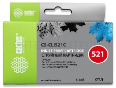 Картридж струйный Cactus CS-CLI521С голубой для Canon MP540/MP550/MP620/MP630 (8,2ml)