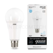 Светодиодная лампа GAUSS 73235 LED Elementary A67 25W E27 2150lm 6500K 1/10/50 0