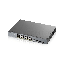 Коммутатор Zyxel GS1350-18HP, 16xGE PoE+, 2xCombo (SFP/RJ-45), бюджет PoE 250 Вт, дальность передачи питания до 250 м, автоперезагрузка PoE-портов, повышенная защита от перенапряжений и электростатических разряд