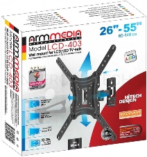 Кронштейн для телевизора Arm media LCD-403 new black, 26-55, max 30 кг, VESA 400x400мм