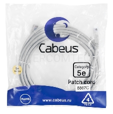 Шнур комм. Cabeus, кат. 5е, неэкр., U/UTP, RJ45/RJ45, LSZH, AWG24, 5м, серый