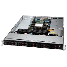 Платформа SuperMicro, SYS-110P-WTR 1U, Single socket P+ (LGA 4189) up to 270W/ Intel® C621A/ 8xDIMM/ 10xHot-plug 2.5; SATA/NVMe/ RAID 0, 1, 5/ 2 x 10GbE RJ-45 / 3x2 PCI-E 4.0 x16/ 1xM.2/ AST2600 BMC/ 2x500W