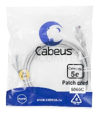Шнур комм. Cabeus, кат. 5е, неэкр., U/UTP, RJ45/RJ45, LSZH, AWG24, 2м, серый