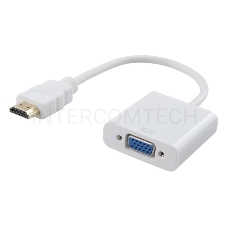 Кабель-адаптер ORIENT C050W,  HDMI M -> VGA 15F, для подкл.монитора/проектора к выходу HDMI, длина 0.2 метра, белый
