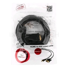 Кабель Кабель HDMI-DVI Gembird, 4.5м, 19M/19M, single link, черный, позол.разъемы, экран CC-HDMI-DVI-15