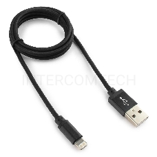 Кабель USB 2.0 Cablexpert CC-ApUSB2bk1m, AM/Lightning 8P, 1м, нейлоновая оплетка, алюминиевые разъемы, черный, пакет