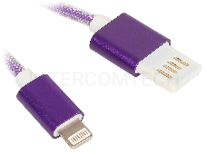 Кабель Gembird USB 2.0 Cablexpert CCB-ApUSBp1m, AM/Lightning 8P, 1м, армированная оплетка, разъемы фиолетовый металлик, блистер