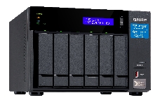 Сетевое хранилище без дисков SMB QNAP TVS-672XT-i3-8G 6-Bay NAS, Intel Core i3-8100T 4-core 3.1 GHz Processor, 8GB DDR4 RAM (max 32GB RAM), 6x 2.5/3.5 SATA HDD/SSD + 2x M.2 PCIe  SSD slot, 2xGbE LAN, 1 x 10GBase-T, 2 x Thunderbolt 3 port