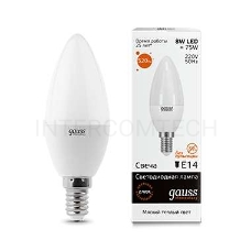 Лампа светодиодная LED 8Вт E14 220В 2700К Elementary свеча | 33118 | Gauss