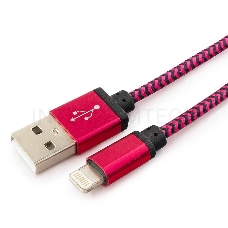 Кабель Gembird  USB 2.0 Cablexpert CC-ApUSB2pe1m, AM/Lightning 8P, 1м, нейлоновая оплетка, алюминиевые разъемы, фиолетовый, пакет