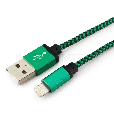 Кабель Gembird  USB 2.0 Cablexpert CC-ApUSB2gn1m, AM/Lightning 8P, 1м, нейлоновая оплетка, алюминиевые разъемы, зеленый, пакет