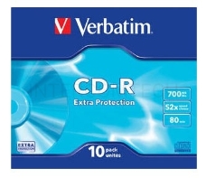 Диск CD-R Verbatim 700Mb 52x Slim case (10шт) (43415)