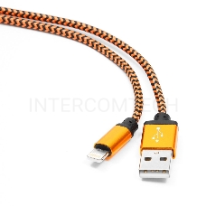 Кабель Gembird USB 2.0 Cablexpert CC-ApUSB2oe1m, AM/Lightning 8P, 1м, нейлоновая оплетка, алюминиевые разъемы, оранжевый, пакет