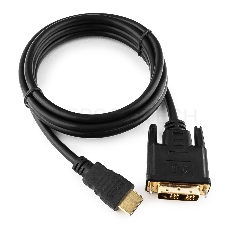 Кабель HDMI-DVI Gembird, 1.8м, 19M/19M, single link, черный, позол.разъемы, экран CC-HDMI-DVI-6