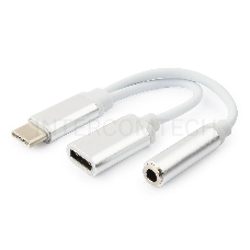 Переходник Cablexpert Переходник USB, USB Type-C/Jack3.5 F+ Type-C F, пакет (CCA-UC3.5F-02-W)