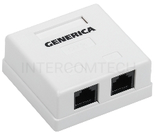 Розетка инф. настенная RJ45 кат. 5Е UTP 2 порта GENERICA