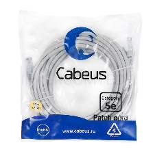 Шнур комм. Cabeus, кат. 5е, неэкр., U/UTP, RJ45/RJ45, LSZH, AWG24 10м, серый