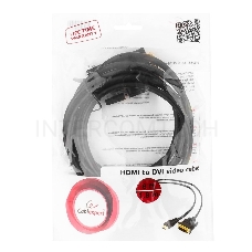 Кабель HDMI-DVI Gembird, 1.8м, 19M/19M, single link, черный, позол.разъемы, экран CC-HDMI-DVI-6