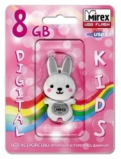 Флеш Диск 8GB Mirex Rabbit, USB 2.0, Серый