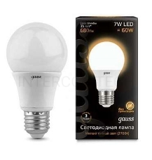 Лампа светодиодная GAUSS 102502107  LED A60 E27 7W 2700K