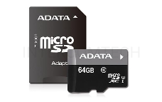 Флеш карта microSDXC 64GB ADATA  UHS-1 CL10 (AUSDX64GUICL10-RA1) + SD adaptor